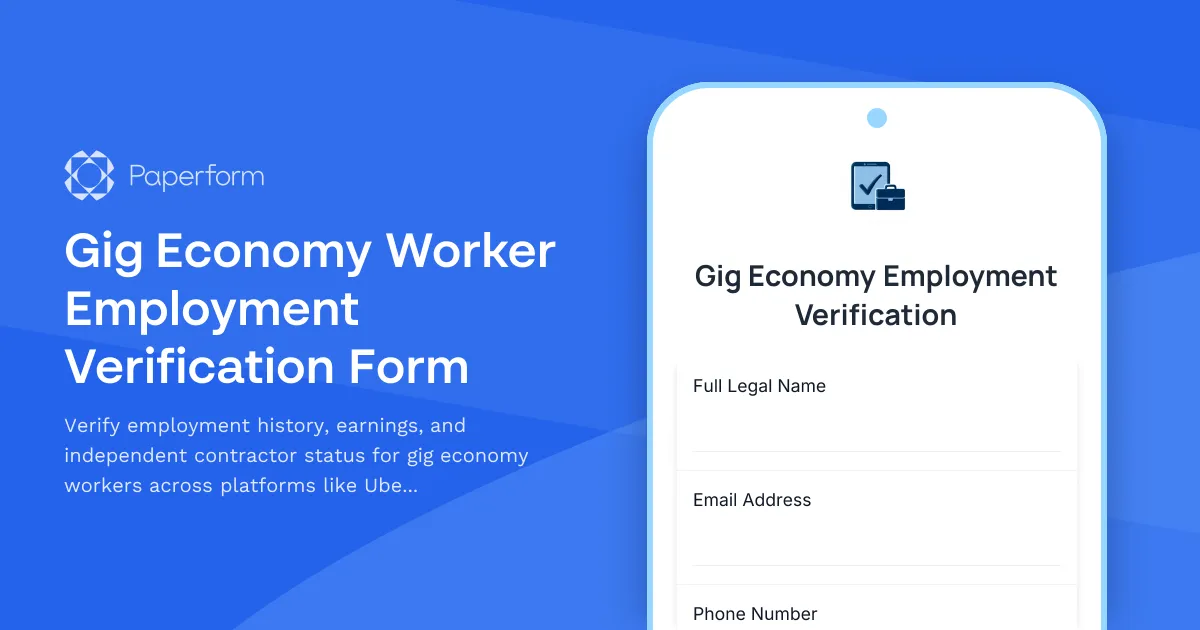 Gig Economy Worker Employment Verification Form