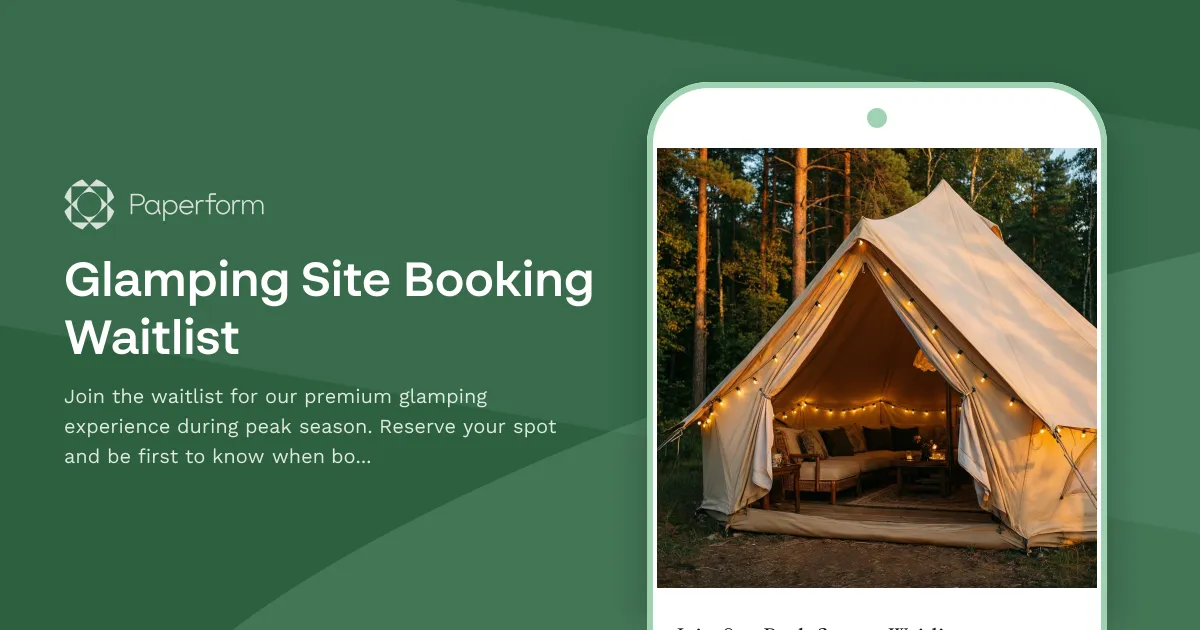 Glamping Site Booking Waitlist