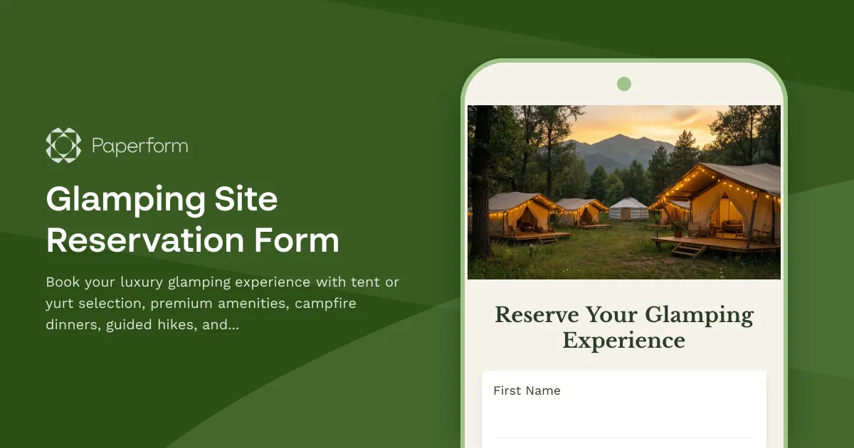 Glamping Site Reservation Form