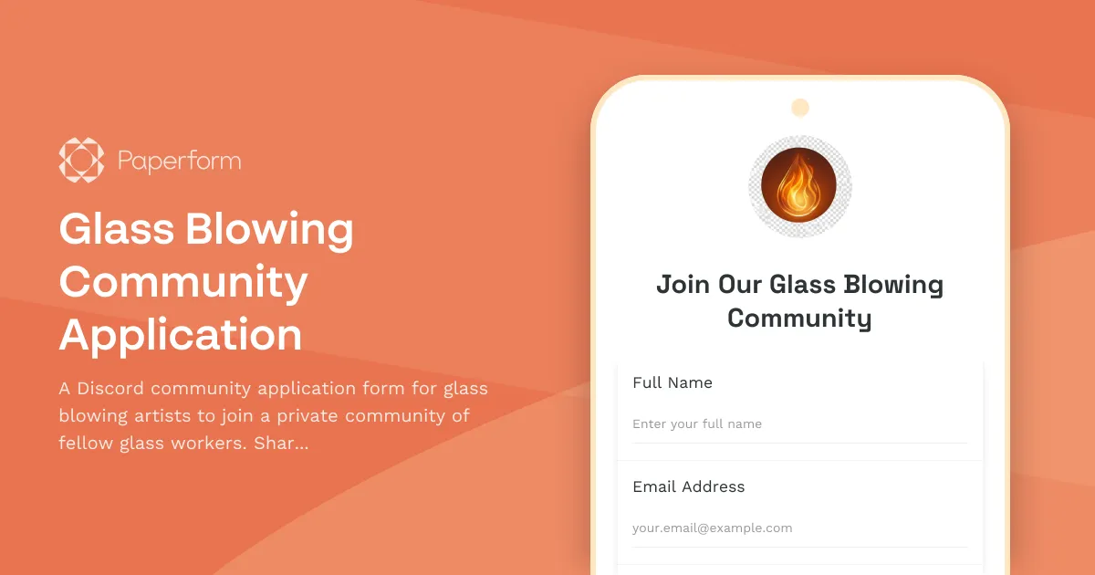 Glass Blowing Community Application