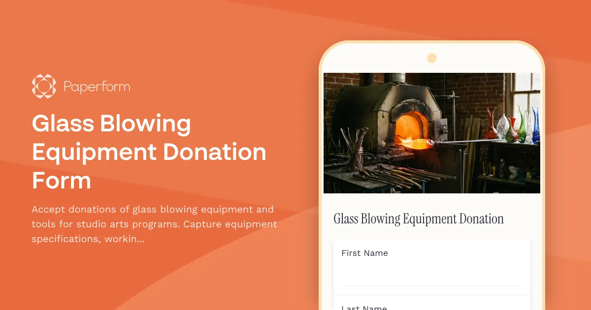 Glass Blowing Equipment Donation Form