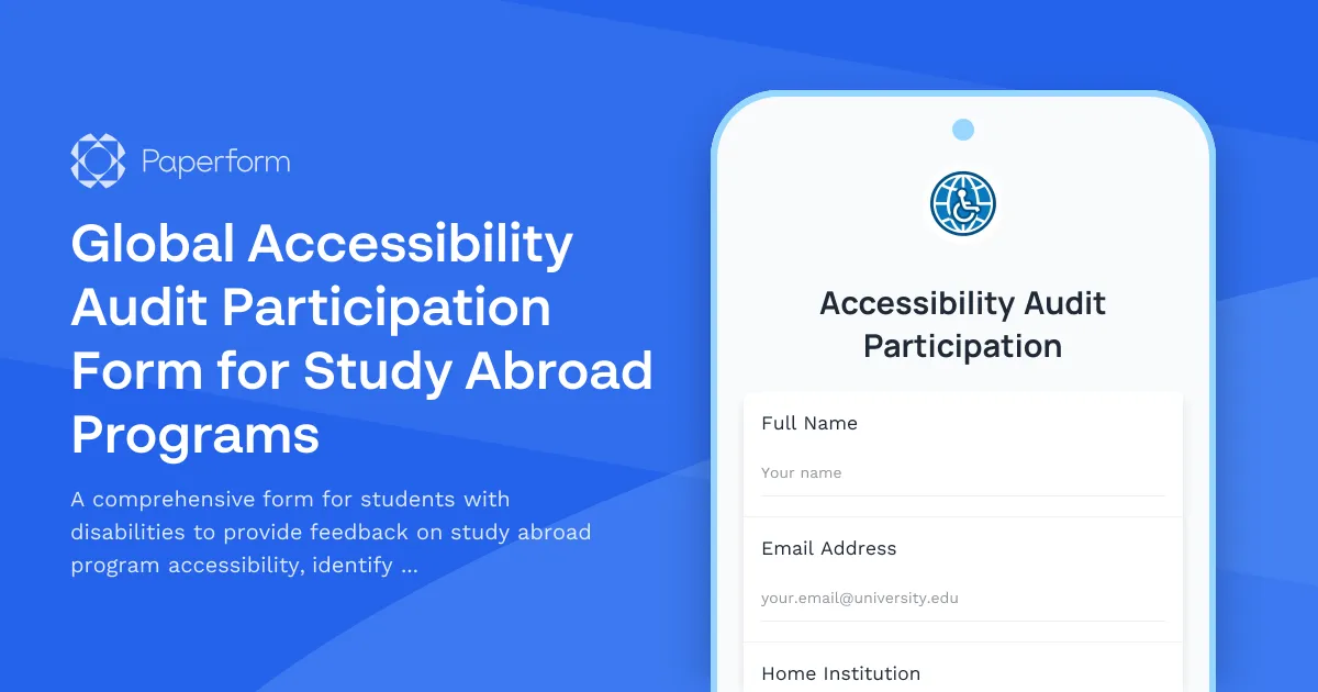Global Accessibility Audit Participation Form for Study Abroad Programs