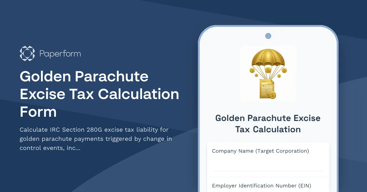 Golden Parachute Excise Tax Calculation Form