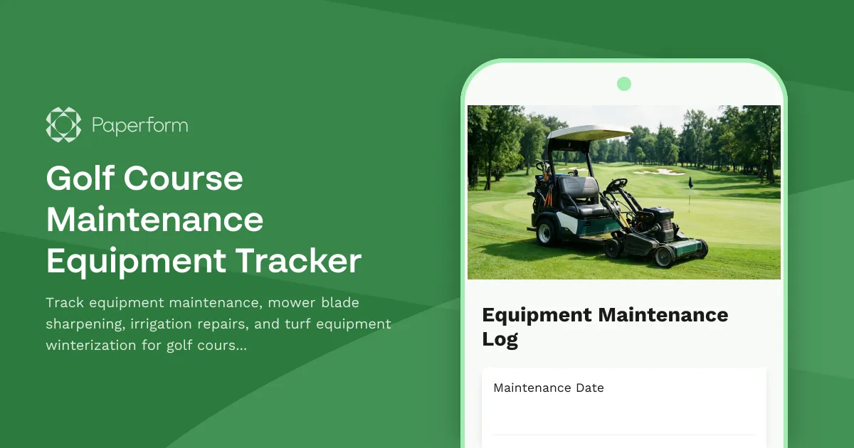 Golf Course Maintenance Equipment Tracker