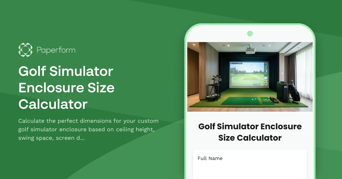 Golf Simulator Enclosure Size Calculator