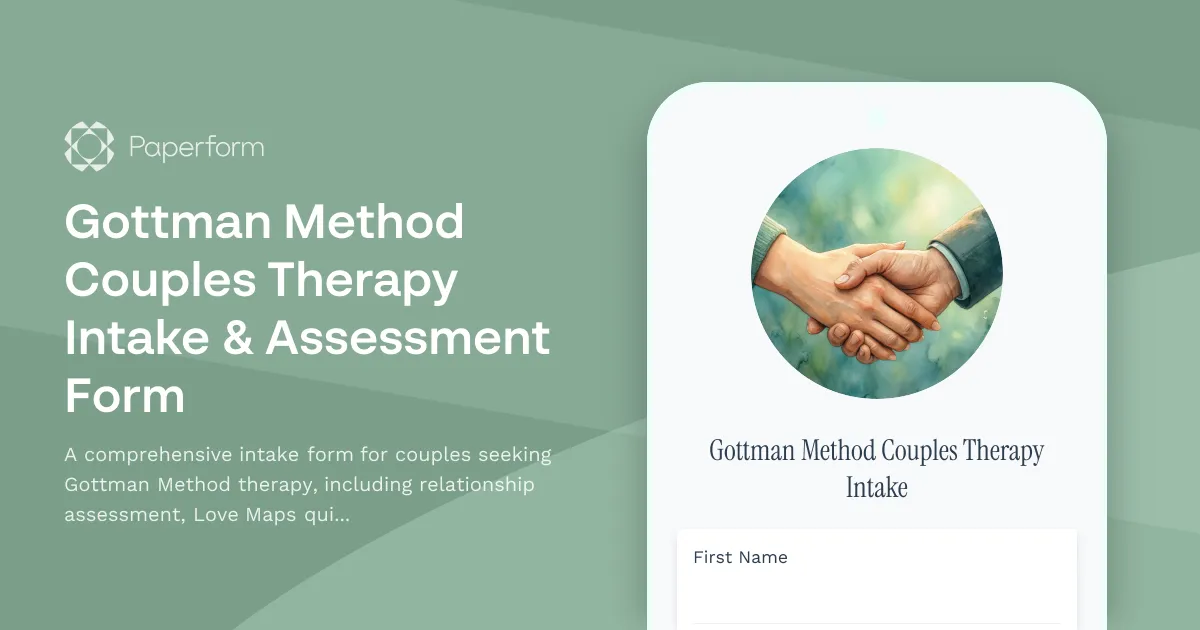 Gottman Method Couples Therapy Intake & Assessment Form