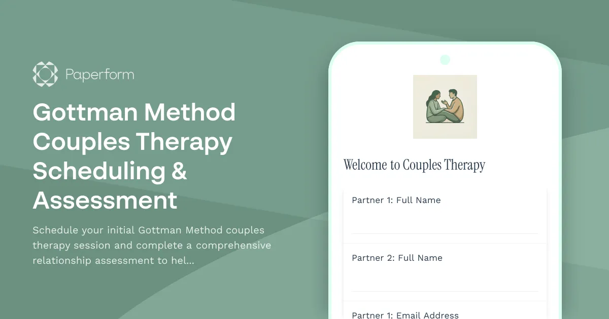 Gottman Method Couples Therapy Scheduling & Assessment