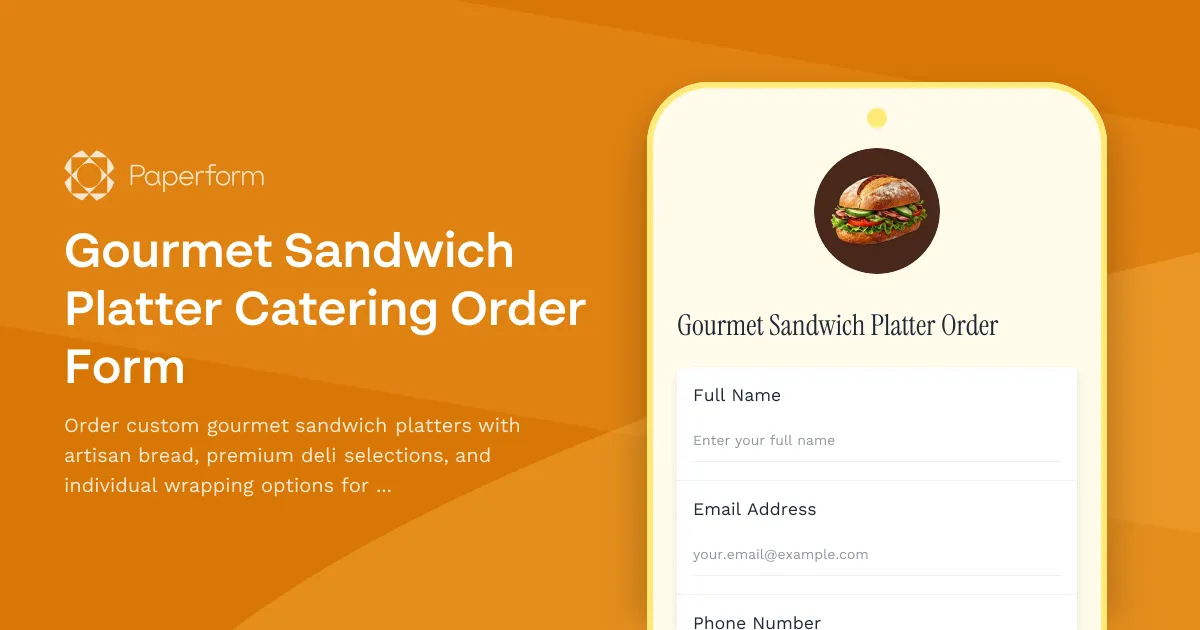 Gourmet Sandwich Platter Catering Order Form