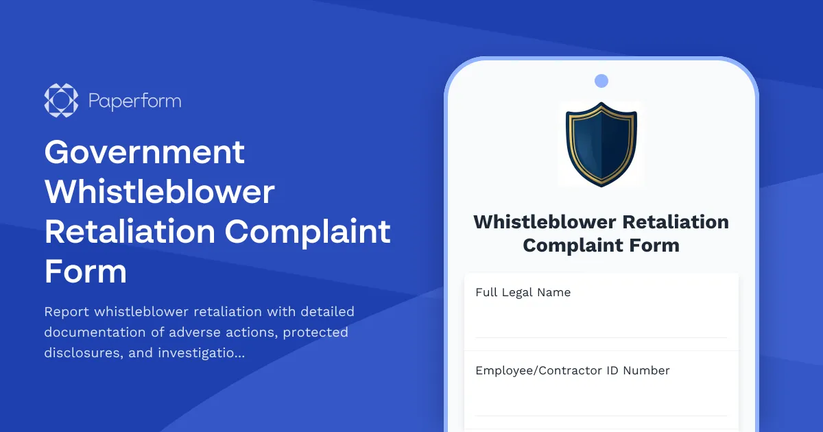 Government Whistleblower Retaliation Complaint Form