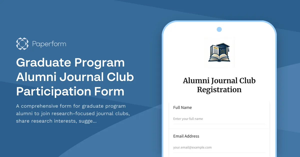 Graduate Program Alumni Journal Club Participation Form