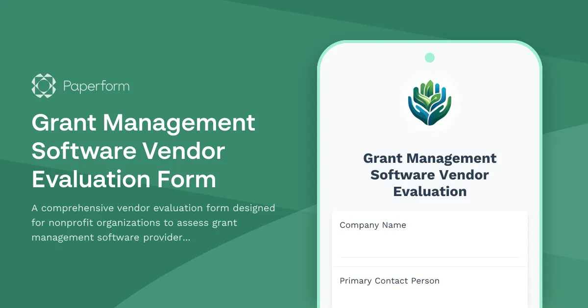 Grant Management Software Vendor Evaluation Form