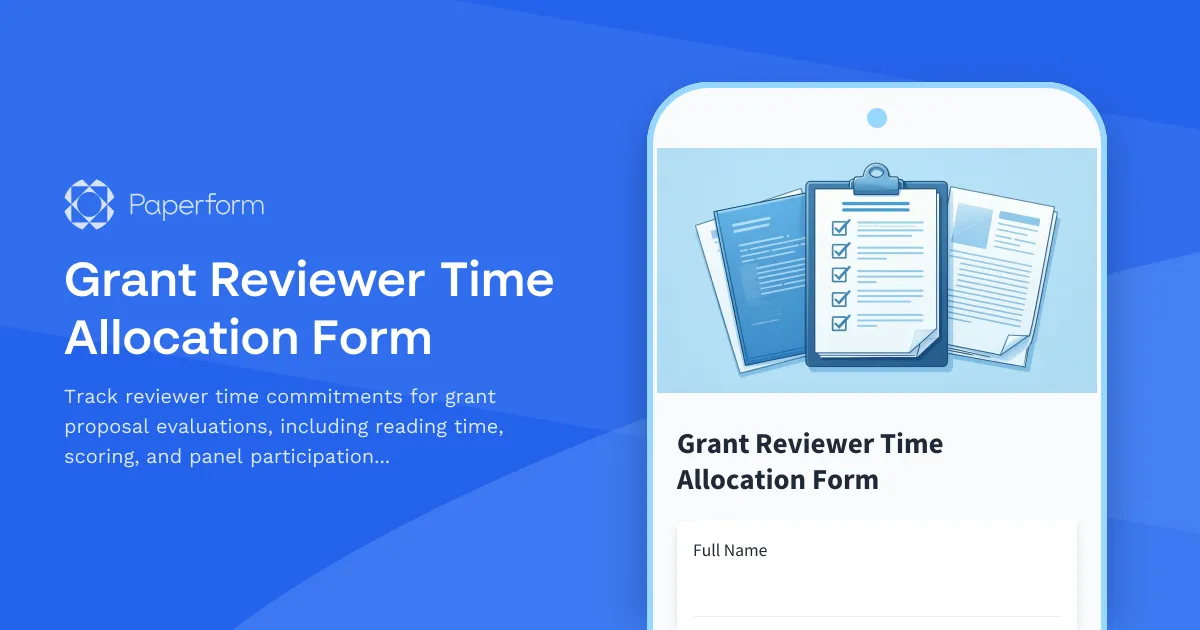 Grant Reviewer Time Allocation Form