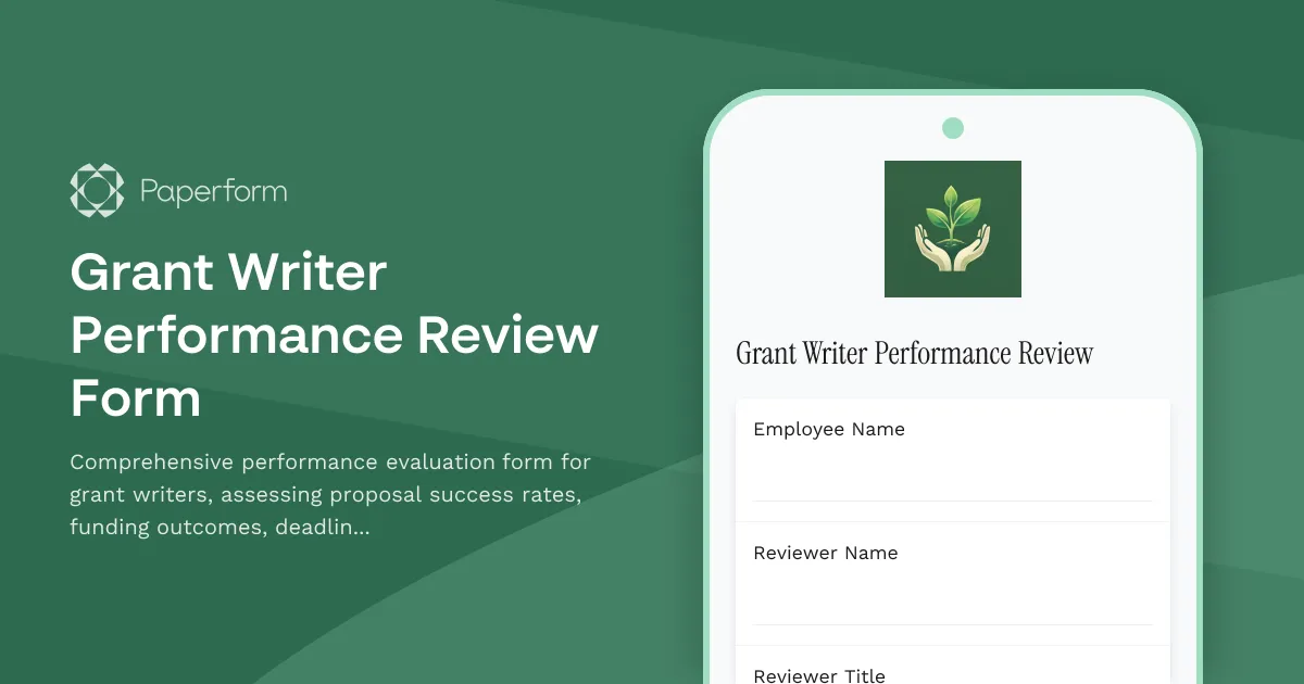 Grant Writer Performance Review Form