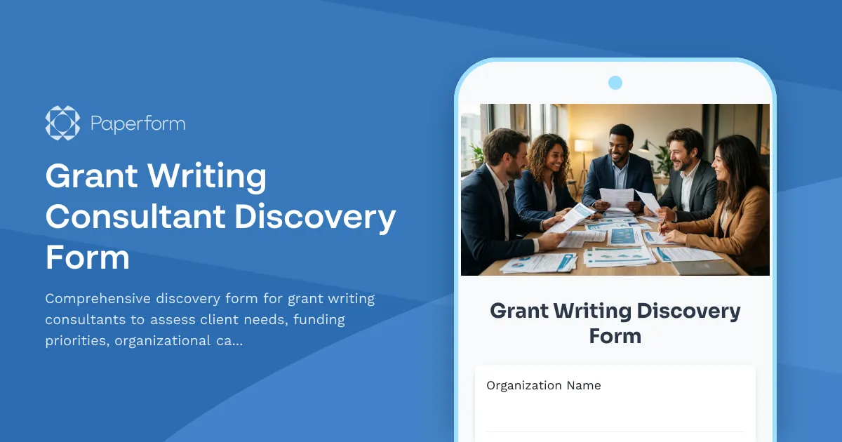 Grant Writing Consultant Discovery Form