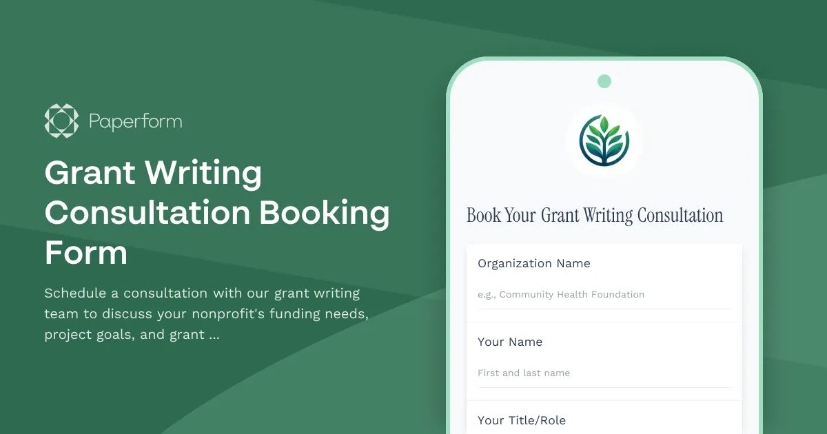 Grant Writing Consultation Booking Form