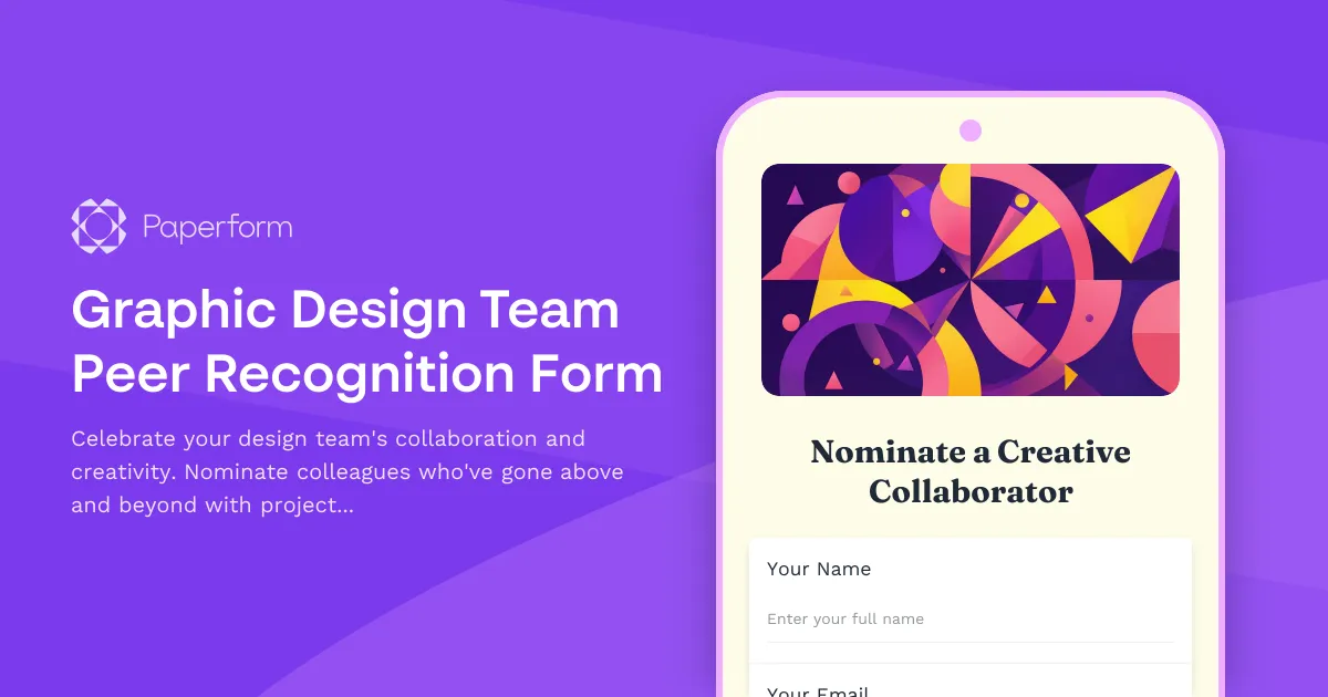 Graphic Design Team Peer Recognition Form