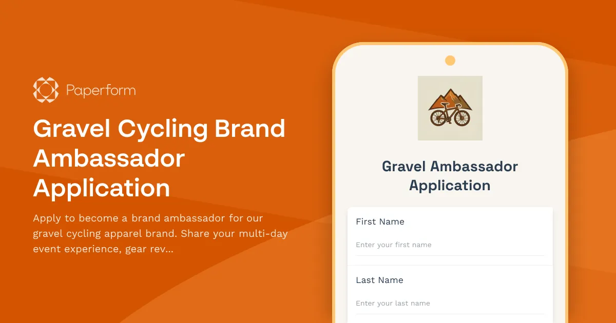 Gravel Cycling Brand Ambassador Application