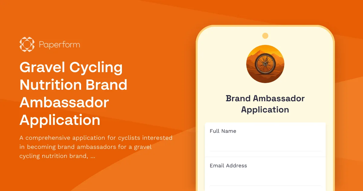 Gravel Cycling Nutrition Brand Ambassador Application