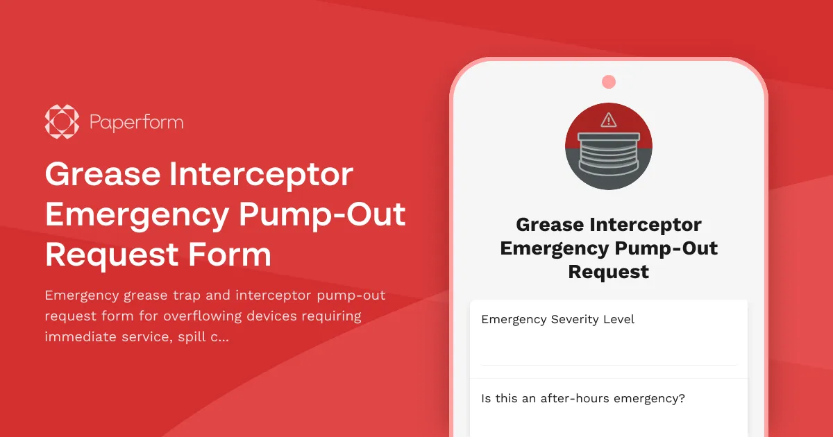 Grease Interceptor Emergency Pump-Out Request Form