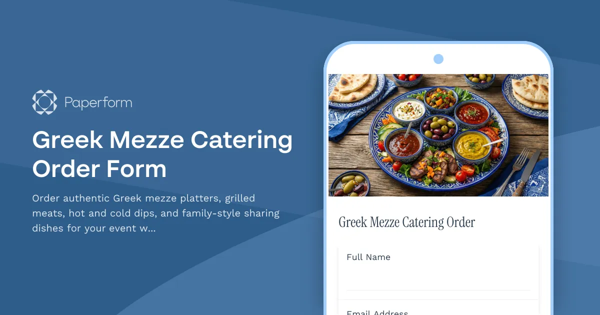 Greek Mezze Catering Order Form
