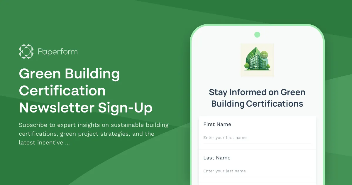 Green Building Certification Newsletter Sign-Up