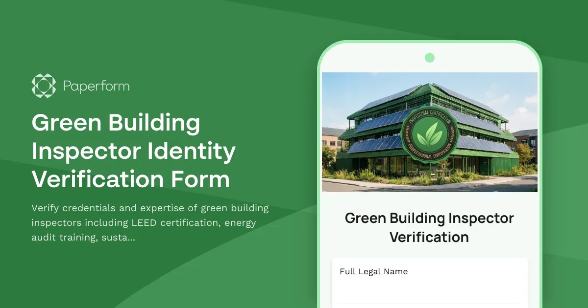 Green Building Inspector Identity Verification Form