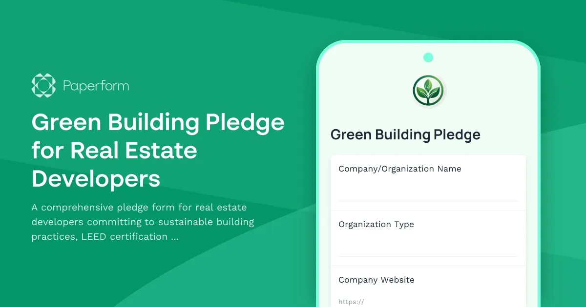 Green Building Pledge for Real Estate Developers
