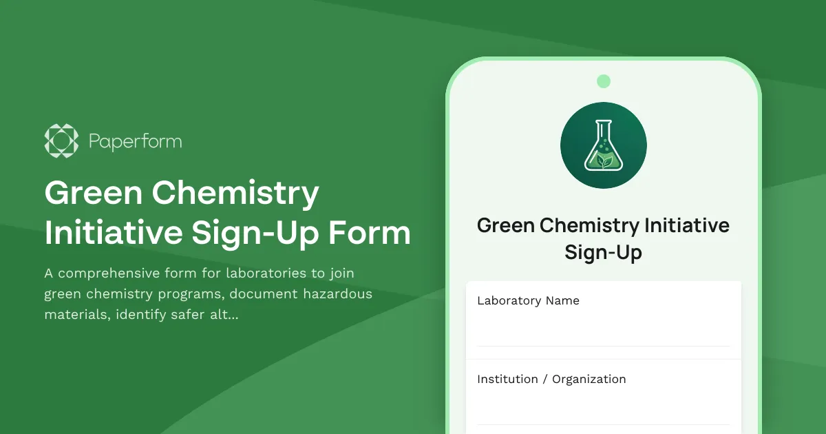 Green Chemistry Initiative Sign-Up Form