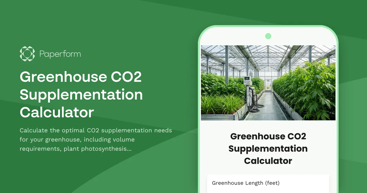 Greenhouse CO2 Supplementation Calculator