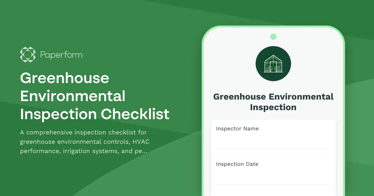 Greenhouse Environmental Inspection Checklist