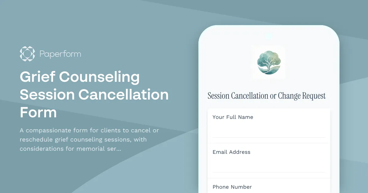 Grief Counseling Session Cancellation Form