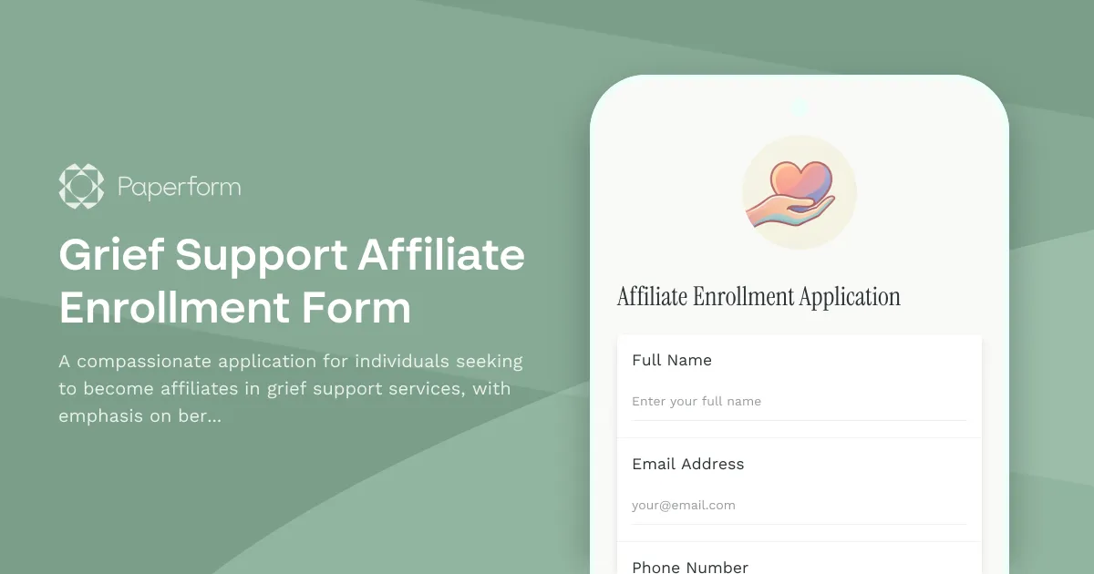 Grief Support Affiliate Enrollment Form