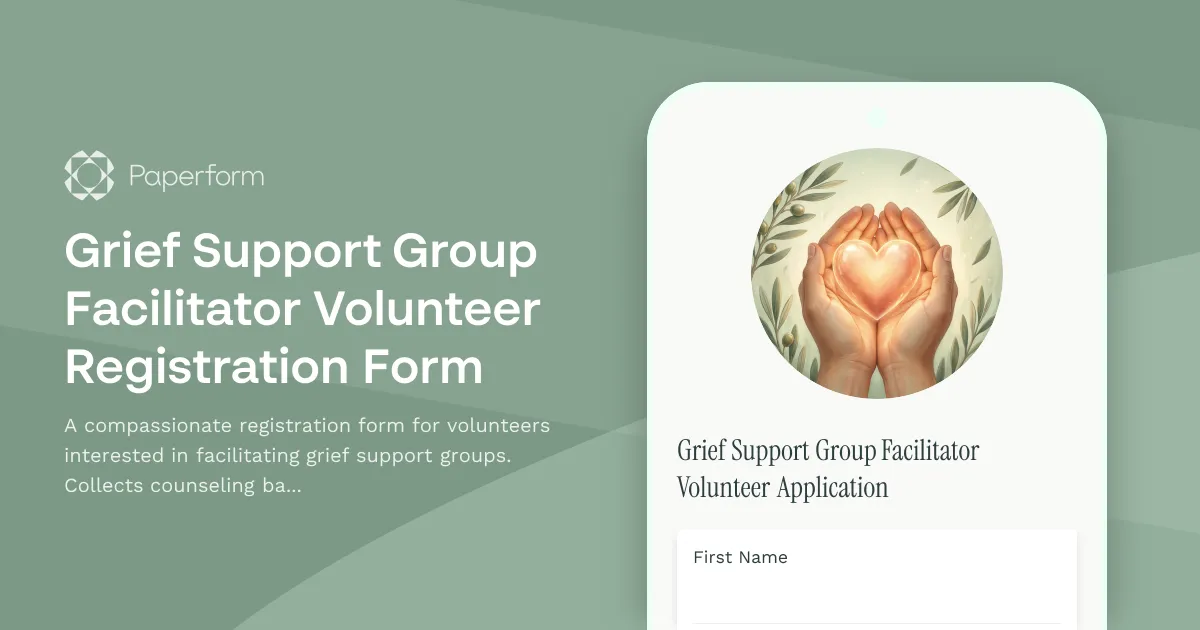 Grief Support Group Facilitator Volunteer Registration Form