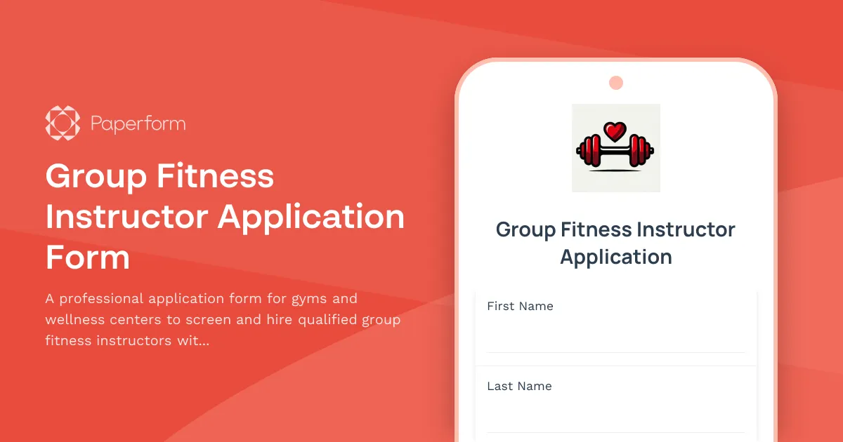 Group Fitness Instructor Application Form