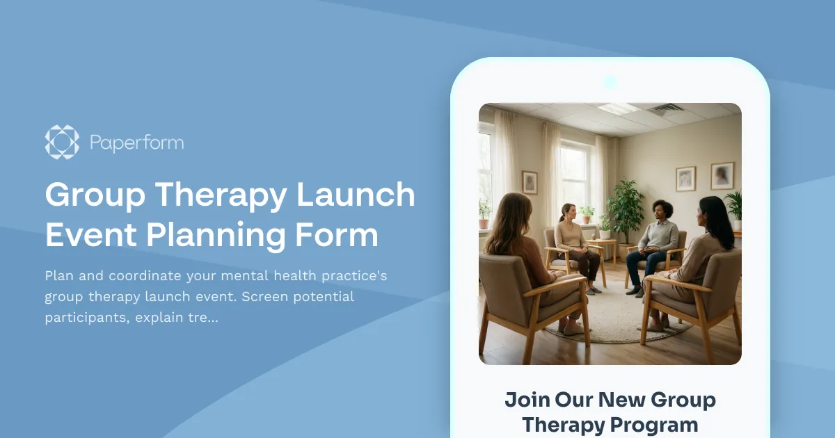 Group Therapy Launch Event Planning Form