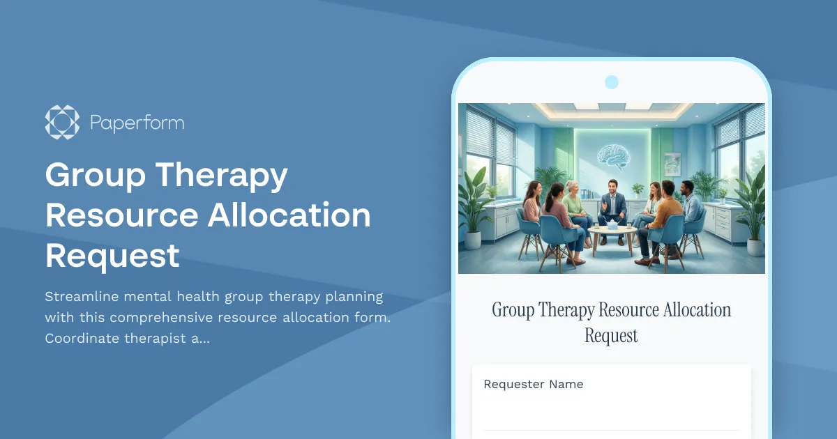 Group Therapy Resource Allocation Request