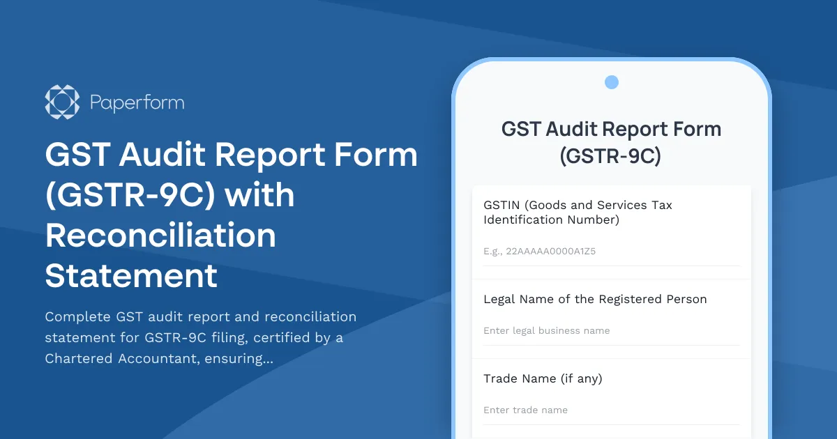 GST Audit Report Form (GSTR-9C) with Reconciliation Statement