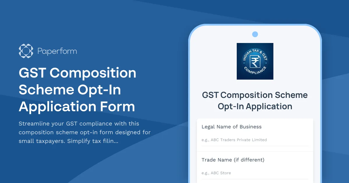 GST Composition Scheme Opt-In Application Form