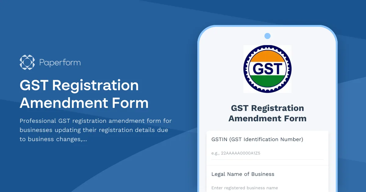 GST Registration Amendment Form
