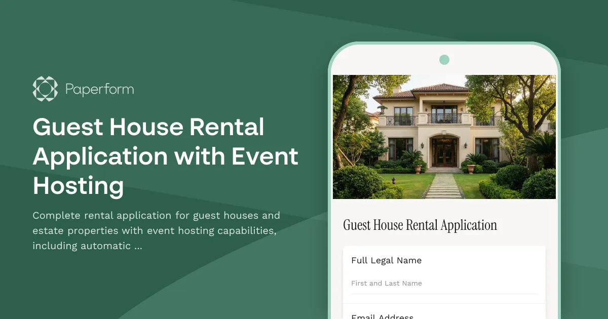 Guest House Rental Application with Event Hosting