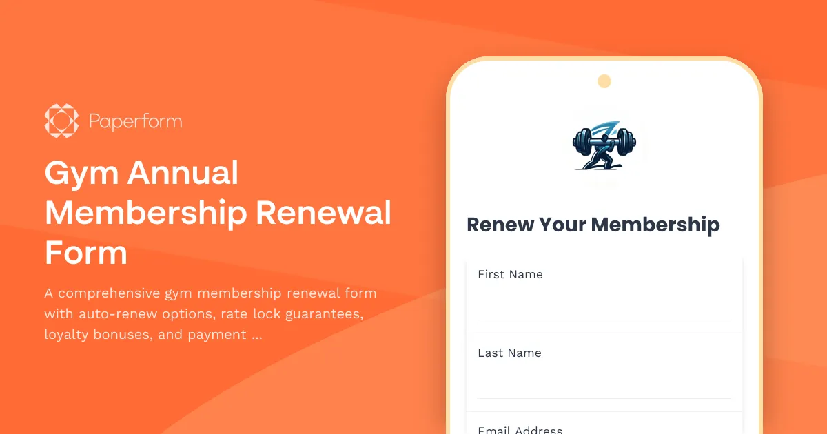 Gym Annual Membership Renewal Form