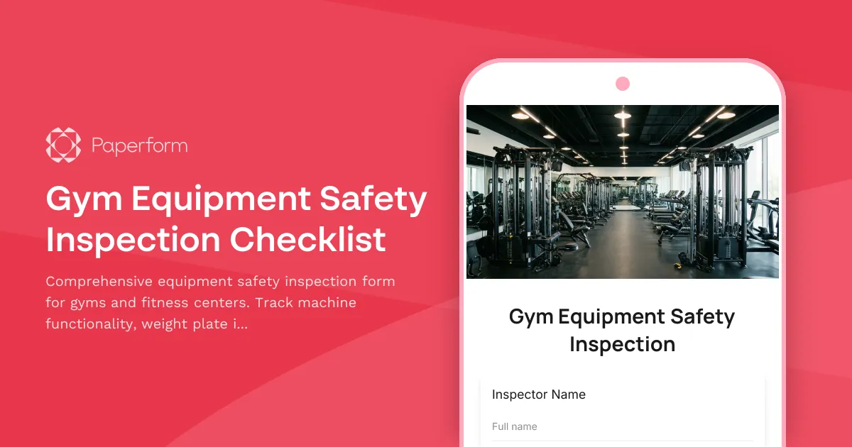 Gym Equipment Safety Inspection Checklist