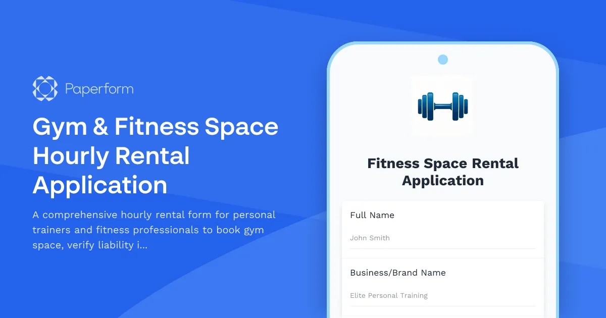 Gym & Fitness Space Hourly Rental Application