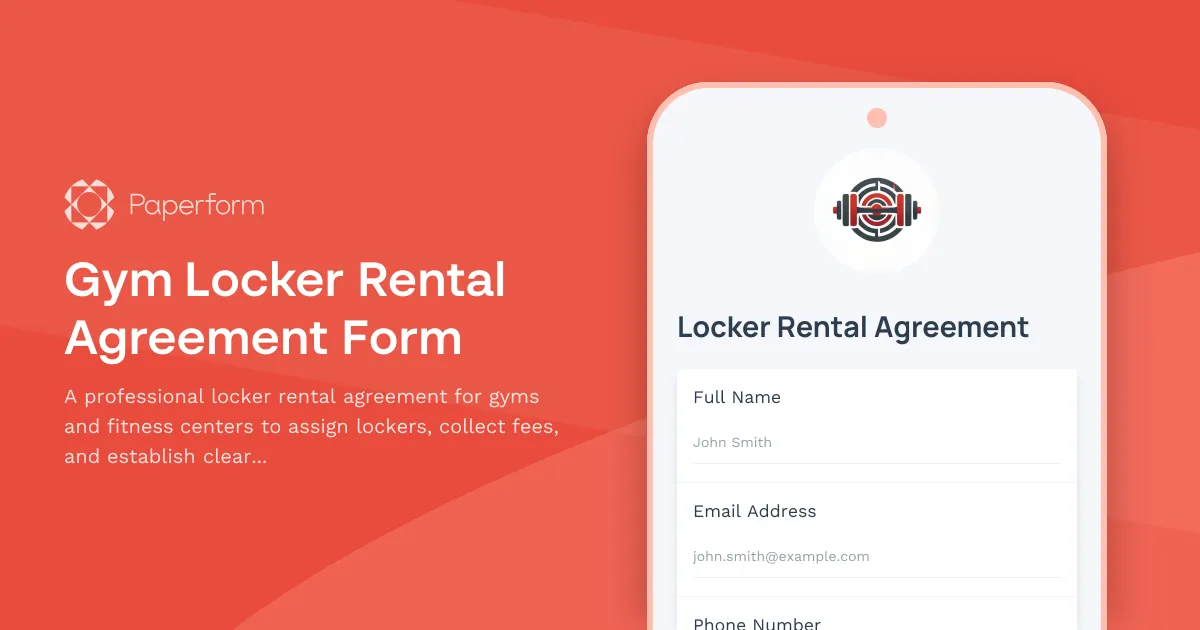 Gym Locker Rental Agreement Form