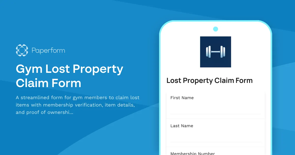 Gym Lost Property Claim Form