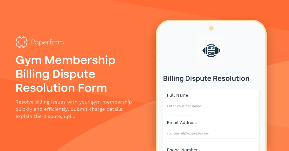 Gym Membership Billing Dispute Resolution Form