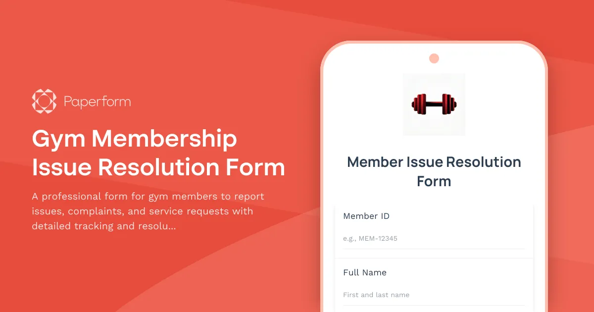 Gym Membership Issue Resolution Form