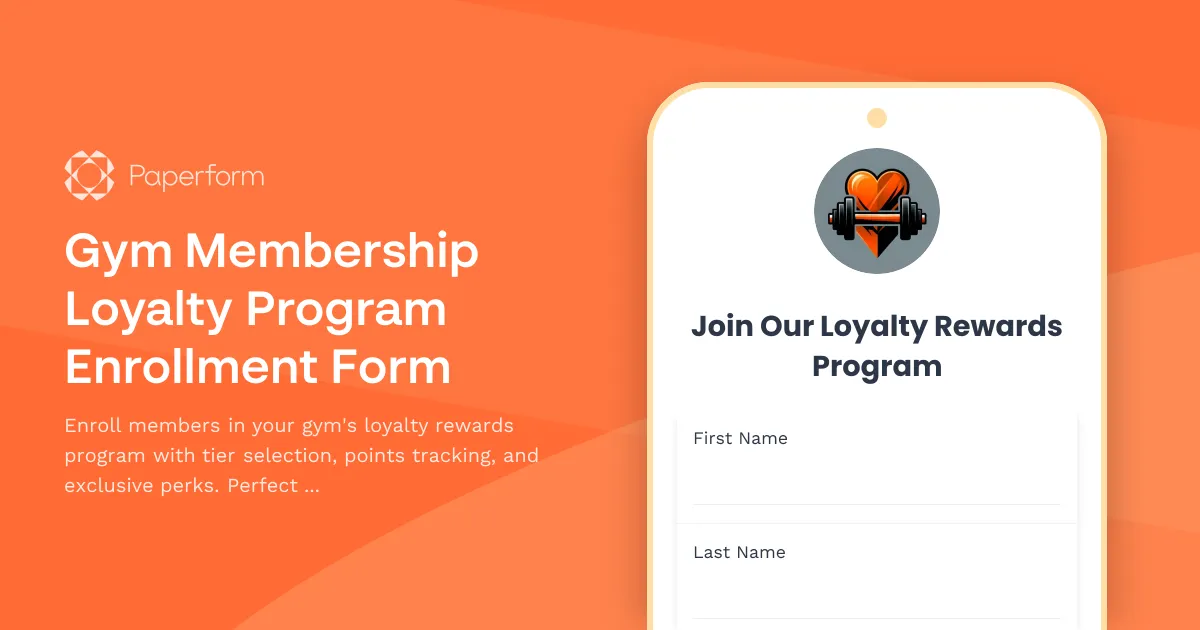 Gym Membership Loyalty Program Enrollment Form