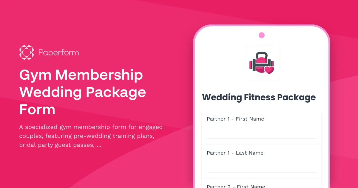 Gym Membership Wedding Package Form