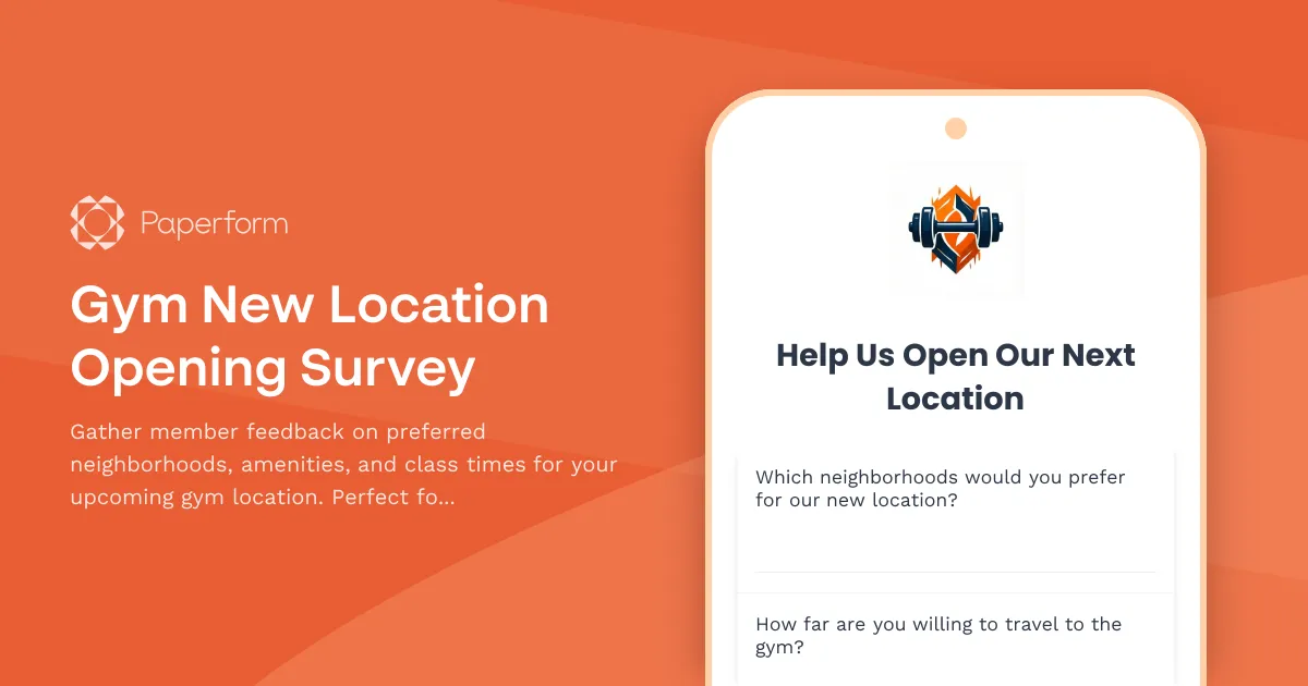 Gym New Location Opening Survey